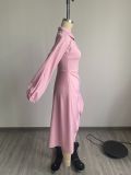 Solid Color Smocked Vest Dress Shawl Short Coat Two-piece Set