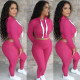 Solid Color Long Sleeve Hooded High Elastic Pit Strip Casual Suit