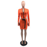 Fashionable Temperament High Elastic Solid Color Two-piece Suit