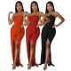Sexy Slim High Slit Wrap Bust Party Dinner Dress