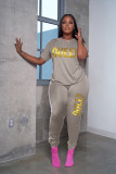 Fashion Hot Stamping Letters Casual Short Sleeve Sports Suit