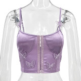 Satin Sexy Small Breasted Top Crop Babes Small Suspenders