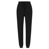 Solid Color Fashion Casual Trousers Two Piece Set