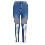 Trendy Ripped Tie Stretch Jeans