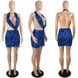 Sexy Leopard Print Halter Dress