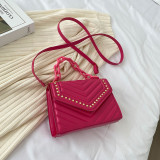 Solid Color PU One Shoulder Small Square Bag Chain Messenger Bag