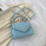 Solid Color PU One Shoulder Small Square Bag Chain Messenger Bag