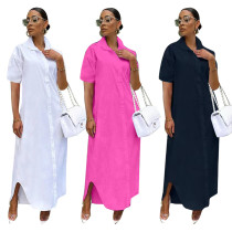 Fashion Women's Solid Color Short Sleeve Irregular Dress