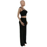 Sexy Ladies Casual Mesh Yarn Sling Two-piece Set