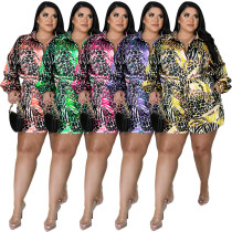 Casual Plus Size Printed Long Sleeve Jumpsuit