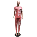 Fashion Casual Offset Printing Two-piece Set