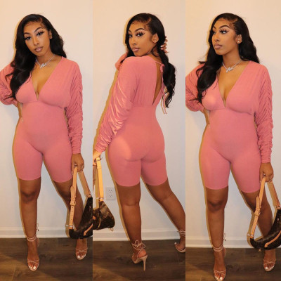 Solid Color Fashion Long Sleeve Jumpsuit