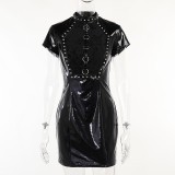 New Dark Sexy Flocking Studded Rivet Dress