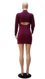 Fashion Sexy Solid Color Dress Two Piece Set