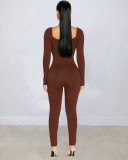 Solid Color Deep V Fashion Jumpsuit