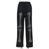 Fashion Hot Diamond Skull Sweatpants Casual Pants