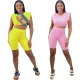 Fashion Athleisure Short Sleeve Two Piece Set