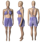Autumn Bikini Cardigan Shorts Sexy Three Piece Set