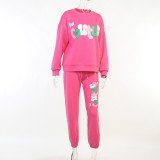 Fashion Casual Letters English Print Sweater Sweater Pants Set