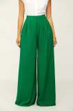 Solid Color Wide Leg Flared Trousers