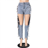 Ripped Fashion All-match Street Personality Tassel Jeans