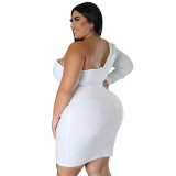 Sexy Slim Bag Hip Off-the-shoulder Long-sleeve Dress