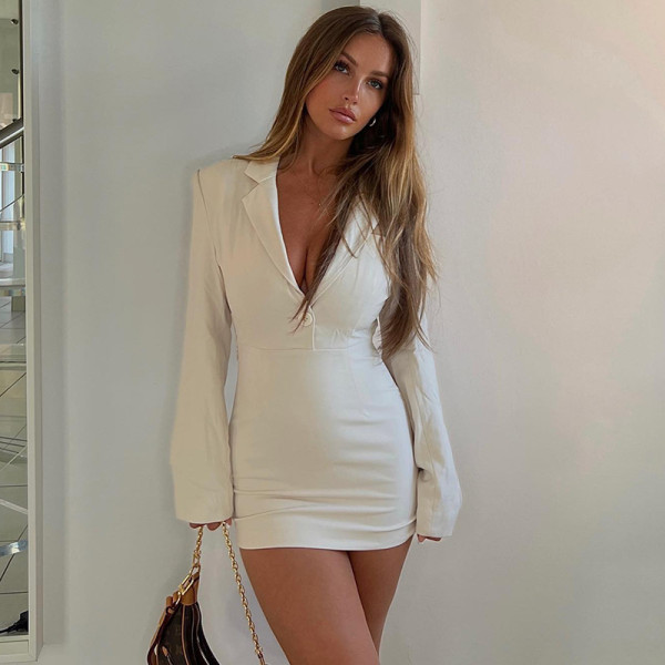 POLO Collar Temperament Hollow Sexy Open Back All-match Dress