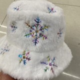 Fashion Snowflake Pattern Outdoor Lamb Wool Bucket Hat