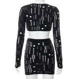 New Personality Hollow Tube Top T-shirt Top Sexy Package Hip Skirt Suit