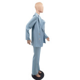 Fashionable Temperament Slim Solid Color Three-piece Suit
