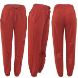 Urban Leisure Burning Flower Pocket Sports Harem Pants