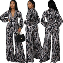 Sexy Fashion Print V-Neck Women's Jumpsuit