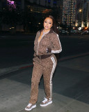 Leopard Casual Thread Print Tracksuit