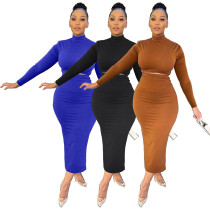 Autumn Solid Color Long-sleeved Sexy Nightclub Skirt Suit