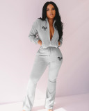 Casual Sports Flared Pants Two Piece Set