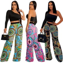 Casual Sloping Shoulder Fashion Print Two-piece Set