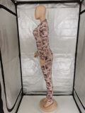 Sexy Printed Long Sleeve Platonic Underwire Jumpsuit