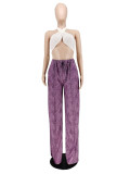 Fashion Loose Printed High Waist Casual Wide Leg Pants