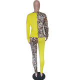 New Leopard Print Contrasting Color Splicing Casual Suit