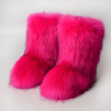 Fashion Casual Fur Boots Plus Velvet Ski Boots