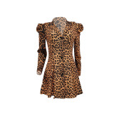 Sexy Leopard Print Button Dress