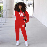 Offset Printed Loose Long Sleeve Sports Two Piece