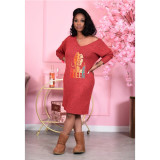 Autumn And Winter New Printed Loose Dress