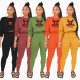 Fashion Round Neck Long Sleeve Sweatshirt Christmas Two Piece Set