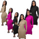 Solid Color Open Back Ruffled Fishtail Dress