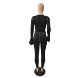 Autumn Large Size Personalized Long-sleeved Line Sports Suit