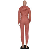 Autumn And Winter New Hooded Top Slim Pants Suit