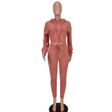 Autumn And Winter New Hooded Top Slim Pants Suit