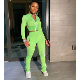 Solid Color Stitching Fashion Sports And Leisure Two-piece Suit