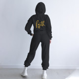 Fashion Hoodie Letter Two Piece Set